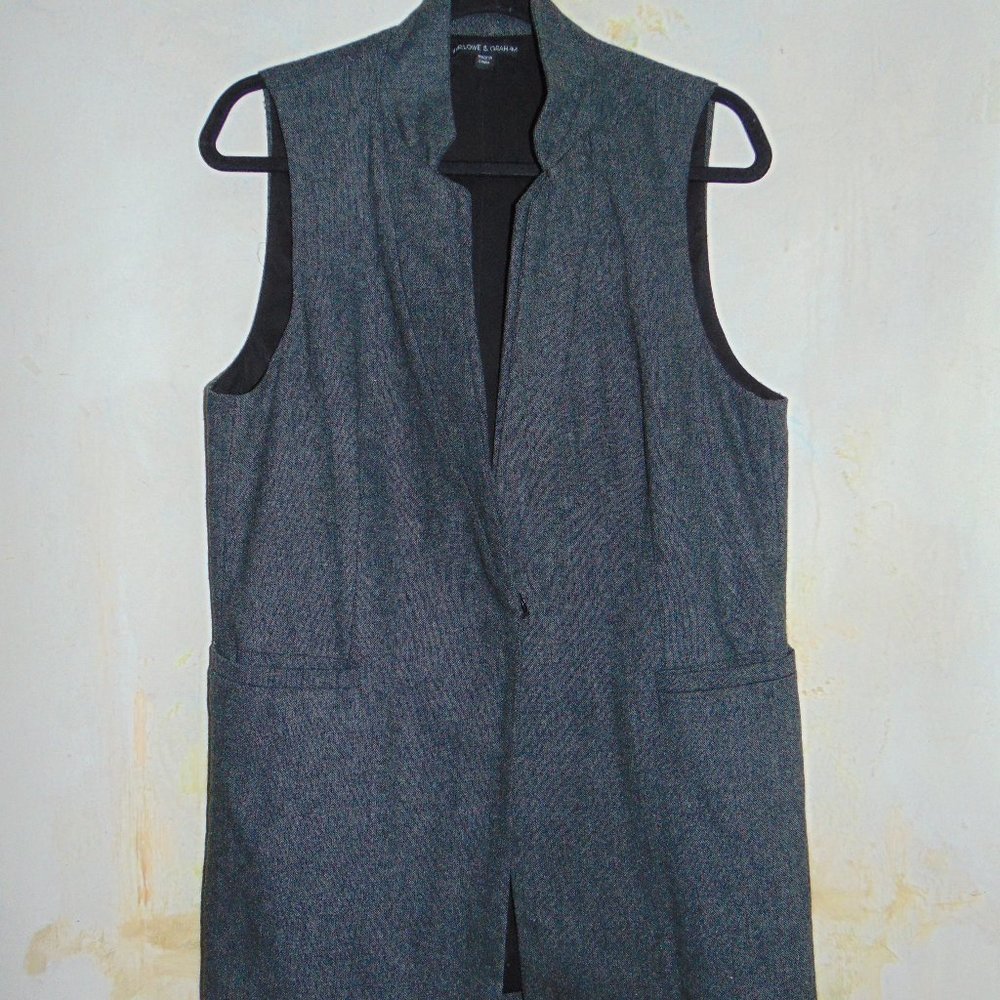Urban Outfitters Harlowe & Graham Deep Gray Duster Vest Womens Pockets Snap L